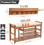 PETKABOO Hall Tree with Bench and Shoe Storage, Coat Rack Shoe Bench Set with Seat Cushion and 6 Hooks for Entryway, Hallway, Living Room and Bedroom - Image 3