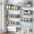 Magnetic Spice Rack for Refrigerator, 9 Pack Magnetic Fridge Shelves W/Adjustable Paper Towel Holder, Hook Rack, Moveable Spice Organizer Shelf for Kitchen Organization and Storage (Blue) by IYEBAU