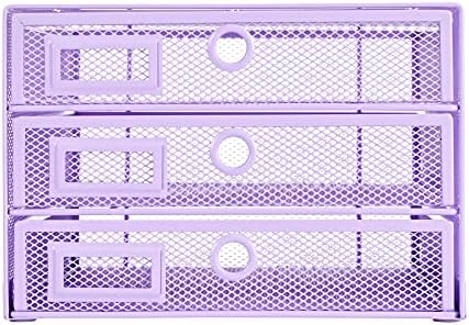 Annova Desk Organizer Wire Mesh 3 Tier Sliding Drawers Paper Sorter/Multifunctional/Premium Solid Construction for Letters, Documents, Mail, Files, Paper, Kids' Art Supplies (Light Pink) - Image 4