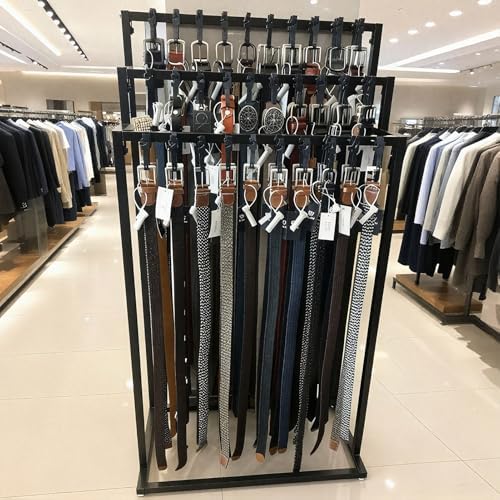 Floor Mounted Belt Hanger, Stepped Belt Display Rack with Hanging Rods and Hooks, 21 Hooks, Lengthened and Bolded, Capacity for Ties, Scarves, Accessories(Gold) - Image 7