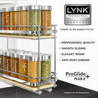 LYNK PROFESSIONAL® Élite™ Pull Out Spice Organization for Cabinets - 4-3/8 inch Wide – Spice Rack for Inside Cabinets – Wood/Chrome - Sliding Spice Rack Organizer for cabinet – Spice Rack - 2 Tier - Image 2