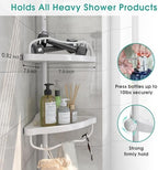 Corner Shower Caddy:125" Adjustable Inside Tension Shower Organizer Tension Pole,Rustproof Bathroom Organizer Shelves for Bathtub Shampoo Conditioner Storage,Floor to Ceiling Standing Showering Rack - Image 4