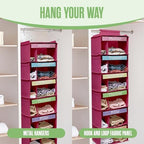 Kids Clothes Organizer, Weekly Clothes Organizer for Kids, Pink, 6 Shelf - Image 5
