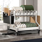 2 Tier Dish Drying Racks Oversink Stainless Steel Dish Drying Rack by mfanchan