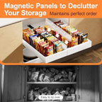 YJHome 2 Pack Pull Out Cabinet Organizer, No Drill Expandable Width 12"-20" & 21" Depth, Adhesive or Screw-In Installation, Magnetic Divider for Custom Storage, for Kitchen Pantry Bathroom Cabinet - Image 6