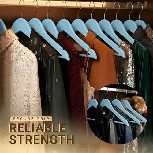Utopia Home Premium Wooden Hangers 20 Pack - Durable & Slim Coat Hanger - Suit Hangers with 360-Degree Rotatable Hook - Wood Hangers with Shoulder Grooves (Light Blue Color) - Image 6
