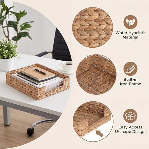 Set of 2 Letter Tray Water Hyacinth,Desk Organizer for Office Supplies - Image 4
