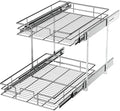 LOVMOR 2 Tier Individual Pull Out Cabinet Organizer 14" W x 21" D, Slide Out Kitchen Cabinet Storage Sliding Shelves by LOVMOR