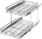 LOVMOR 2 Tier Individual Pull Out Cabinet Organizer 14" W x 21" D, Slide Out Kitchen Cabinet Storage Sliding Shelves by LOVMOR