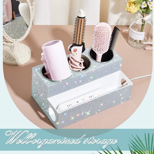 Honeydak Silver Rhinestone Hair Tool Holder for Dryer Curling Iron Combs - Image 3