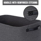 MINTWOOD Design 3-Pack Decorative Woven Storage Baskets for Shelves, Cube Bin Box for Organizing Books, Shoes, Dog Toys, Pantry Closet and Living Room Organizer, Charcoal / Black - Image 7