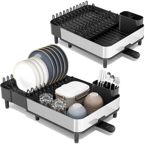 Urackify Stainless Steel Dish Drying Rack for Kitchen Counter,Black by Urackify