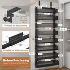 Over The Door Organizer, 8-Tier Heavy-Duty Metal Mesh Rack, Adjustable Large Baskets, 2-in-1 Hanging or Wall Mount Spice Rack, Behind The Door Organizer for Bedroom Closet Bathroom Pantry Kitchen - Image 2