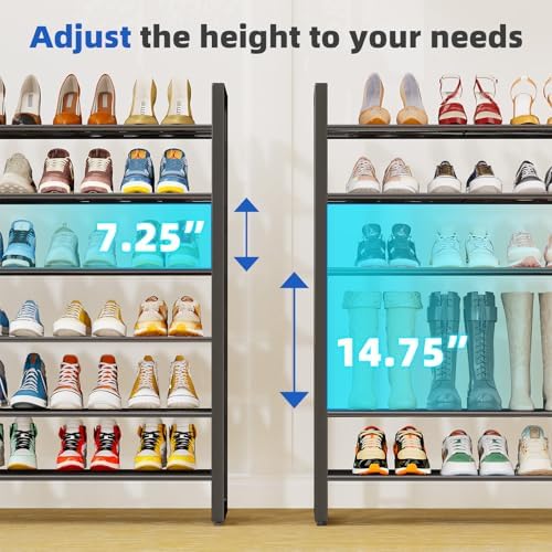 Simple Trending 12 Tier Shoe Rack, Sturdy Tall Shoe Organizer, Black - Image 6