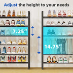 Simple Trending 12 Tier Shoe Rack, Sturdy Tall Shoe Organizer, Black - Image 6