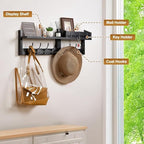 28.9" Wall Hanger Coat Rack Key Holder Wall Mount with Shelf,11Shelf with Coat Hooks Wall Mount, Coat Hangers for Bathroom, Living Room, Bedroom (Black) - Image 4