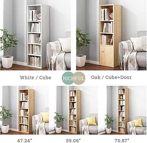 IOTXY Small Narrow Corner Bookcase - 59" Tall Gap Storage Cabinet, Oak - Image 7