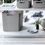 Curver Set of 4 Large Cube 17L Jute Decorative Plastic Organization and Storage Baskets - Perfect Bins for Home Office, Closet Shelves, Kitchen Pantry and All Bedroom Essentials, Grey - Image 4