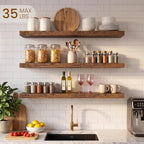 30" x 6.7" Wall Shelf, Rustic Wood Floating Shelf for Home Decor & Storage - Image 2