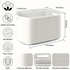 4 Pack Storage Baskets for Organizing, 11''Lx9''Wx8''H Woven Baskets for Storage Toys, Towels, Books, and Clothes, Cotton Rope Basket for Shelves with Handle - Image 2