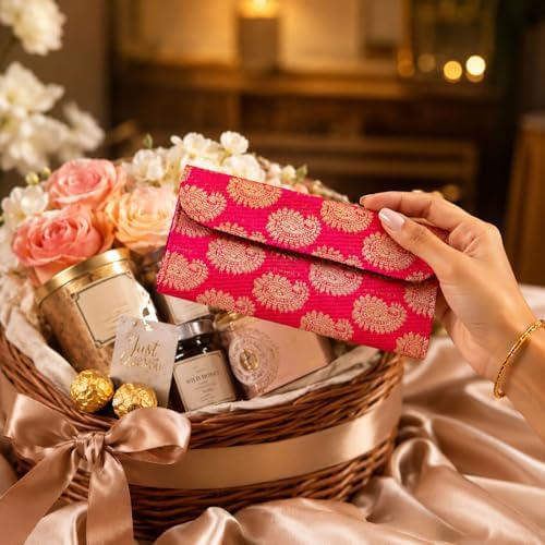 LoveNspire Brocade Fabric Money Envelopes (7.5 x 3.5 Inch) Decorative Paisley Pattern Shagun Lifafa for Indian Wedding, Birthday | Cash Gift Holder & Home Savings Organizer Yellow/Pack of 10 - Image 6