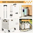 SUNALLY Folding Utility Cart Rolling Crate Handcart Shopping Trolley, White - Image 2