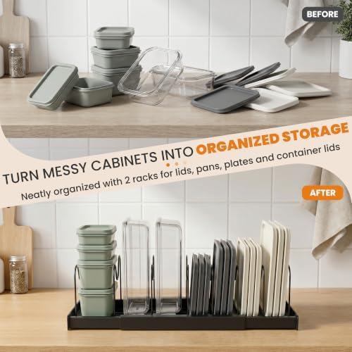 2 Pack Expandable Pot Lid Organizers with 10 Adjustable Dividers - Image 7