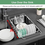 Fanbsy Small Dish Drainer Rack in Sink Adjustable, Expandable Stainless Steel Metal Dish Drying Rack Organizer with Stainless Steel Utensil Holder Over Inside Sink Counter, Rustproof(for 1-2 People) - Image 3