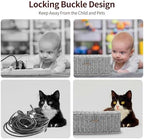 Cable Management Box, Desk Handwoven Rattan Cord Hider Cable Organizer Box With Lid Button Lock, Power Strip Cover Wicker Decorative Basket, Floor Wire Hiding Extension Cord Box (grey) - Image 4
