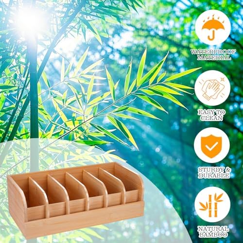 GTI Belt Organizer, 6 Compartments Belt Organizer for Closet and Drawer, Bamboo Display Case for Tie and Belt, Belt Storage Organizer for Men Women (Wooden) - Image 2
