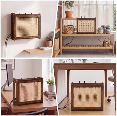 Wi-Fi Router Box Hider, Synthetic Rattan Decor, Wood - Image 3