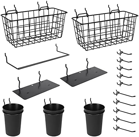 Pegboard Organizer Accessories 18 Pack, Peg Board Hooks Assortment (Black) by GCORE