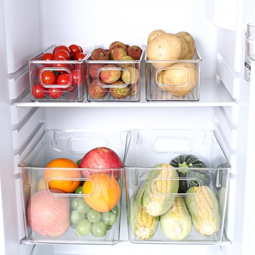 Clear Plastic Storage Bins 8 Pack - Pantry Organizers and Storage, Fridge Organizer for Kitchen, Cabinet, Freezer, Bathroom, Clost, Home Organization - Image 3