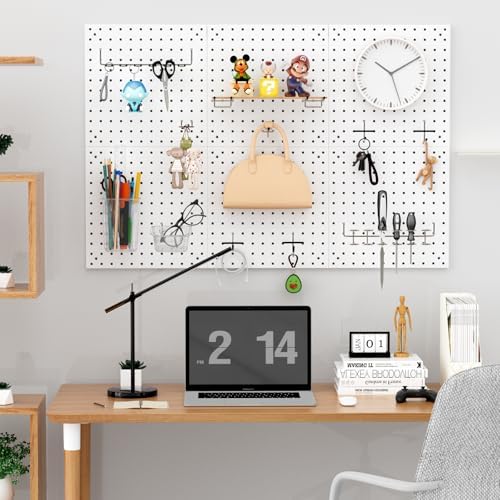 Peg Board Kit, Includes Pegboard and Accessories,with Hooks and Bins,Peg Board Wall Organizer for Office,Ornaments Display,Crafts Organization (66, White) - Image 6