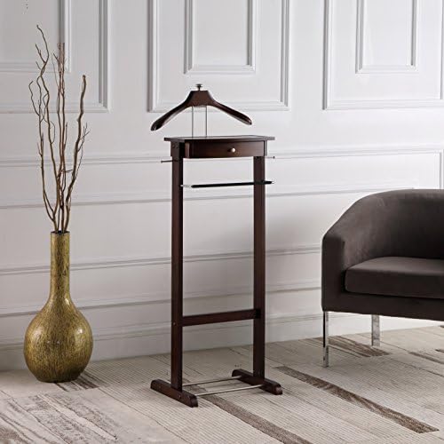 Proman Products Kingston III Valet Stand with Drawer, Contour Hanger, Trouser Bar, Tie & Belt Hooks and Shoe Rack - VL16260 - Image 2