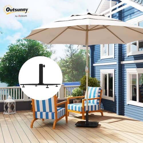 Outsunny Square Patio Umbrella Base, 41 lbs for 1.3"/1.5"/1.9" Poles, Black - Image 2