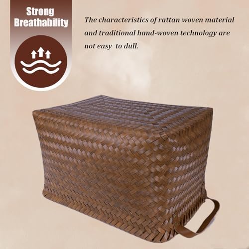 BROWNLILY Handwoven Clothes Basket Laundry Hampers Large Wicker Storage Baskets for Shelves Blankets Closet Storage Bins Car Bedroom Bathroom Organizers and Storage Bath (8, Brown) - Image 5