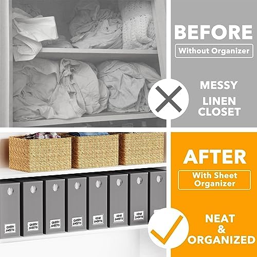 SpaceAid 8 Pack Bed Sheet Organizers and Storage, Foldable Sheet Organizer for Linen Closet, Sheets Set Folder Keeper with Window XL (Queen & King Size) Bedding Container (Gray, 8 Pack) - Image 2