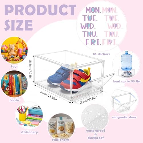 10 Shelf Weekly Clothes Organizer for Kids, Clear Drawer Bins - Image 3