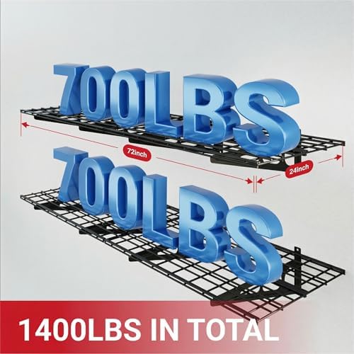 FLEXIMOUNTS 2-Pack Garage Shelving with Hooks, 2x6ft Storage Shelves, Black - Image 2