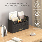 Bamboo Mail Organizer Countertop Pen Holder Wooden Desktop Storage Drawers - Image 4