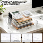 Clear Acrylic Desk Organizer with Pencil Holder – Paper Tray Office Storage - Image 2