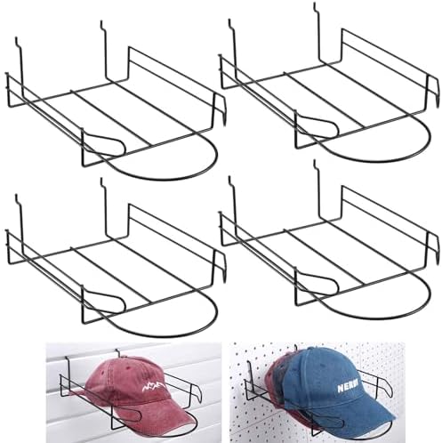 Kigley 4 Pcs Wire Hat Display Racks for Slatwall Black Baseball Hat Racks by Kigley