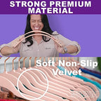 MIZGI Velvet Hangers 60 Pack Non Slip Heavy Duty Blush Pink Rose Gold Hooks - Image 2