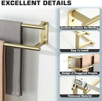 Alise 24 inch Double Towel Bar for Bathroom Wall Mounted, Brushed Gold - Image 5