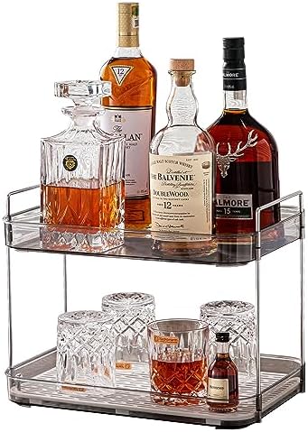 Coffee Bar Accessories, Station Organizers,Large Capacity Storage with Drain Board,Whisky Tray,Mug Tea Cup Holder Coffee Bar Organizer, Smoky Gray - Image 6
