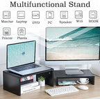 TEAMIX 2-Pack Monitor & Laptop Stand Riser,Wood High-Low Dual Monitor Setup - Image 5