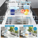 2 Tier Dish Drying Rack, Large Extendable Dish Racks for Kitchen Counter , Dishrack with Drainboard, 2-in-1 Anti-Rust Stainless Steel Dish Drainer with Utensil Holder (White, double of Dish Rack) - Image 5