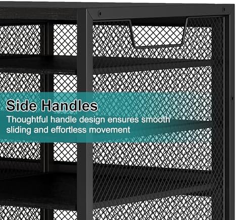 TQVAI 12 Compartments Desktop Literature Organizer, Metal Frame Paper Sorter with Handles, Adjustable Mailbox for Classroom and Office, Desk File Organizer for Document, Bill, Magazine, Black - Image 4