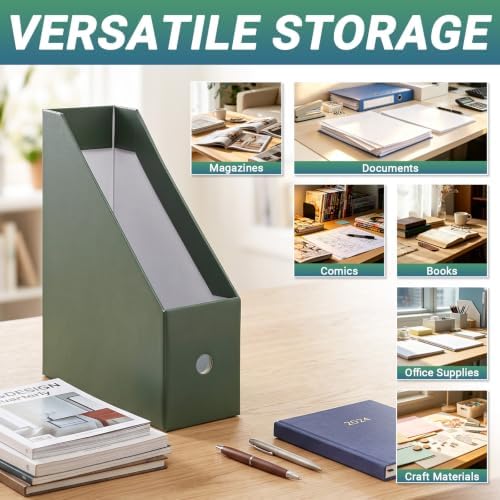 8 Pack Heavy Duty Cardboard Magazine Holder, 9.8"L x 3.9"W x 12.2"H - Image 5